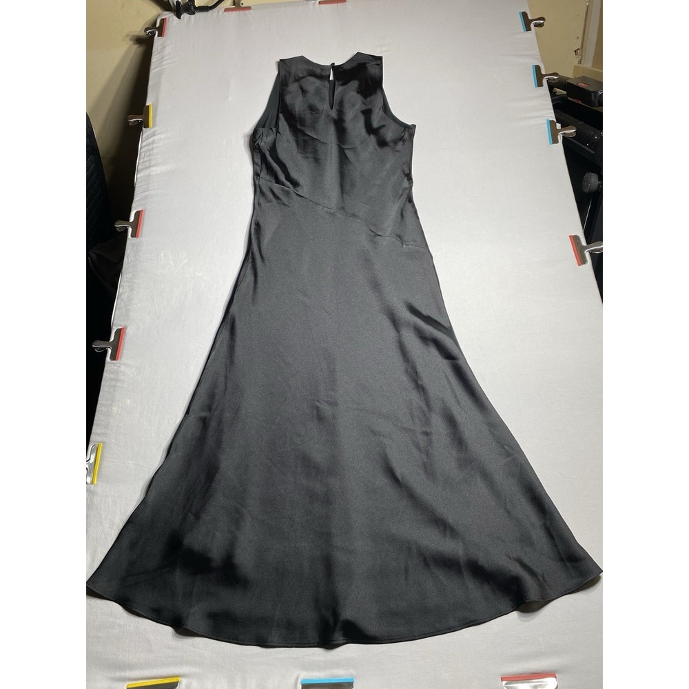 Express Womens Medium Black Satin Maxi Dress Sleeveless A-Line Formal Wedding - Picture 9 of 14